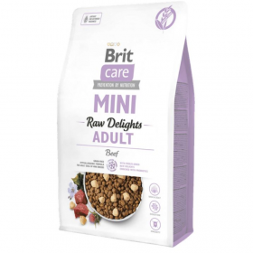 Ултра премиум храна за кучета от малки породи Brit Care Mini FD Raw Delights Beef с лиофилизирани парченца сурово говеждо месо, БЕЗ зърно